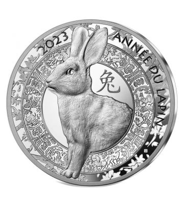 Moneda 10 euros de plata Francia año 2023 Año del Conejo  - 1