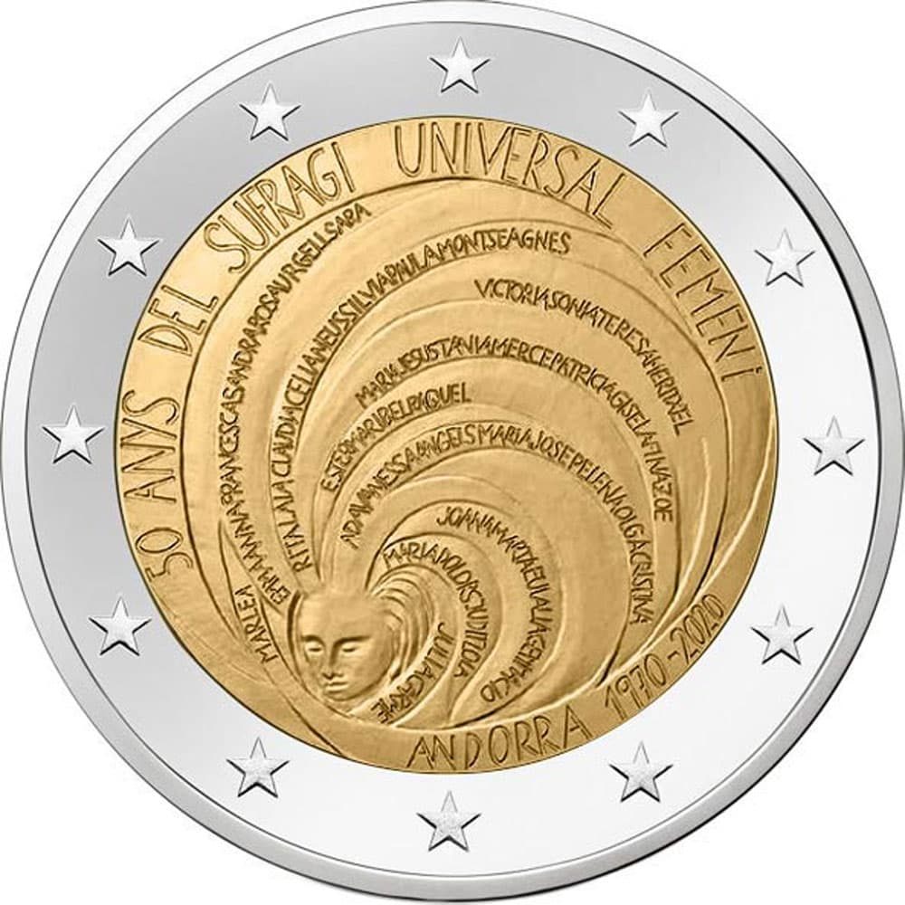 moneda de Andorra 2 euros 2020 Sufragi Universal Femení  - 1