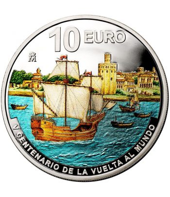Colección 4 monedas Vuelta al Mundo en estuche. Plata color  - 2