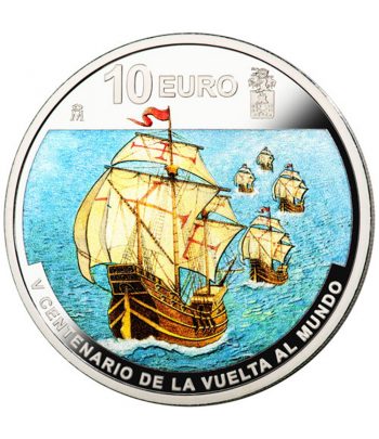 Colección 4 monedas Vuelta al Mundo en estuche. Plata color  - 3