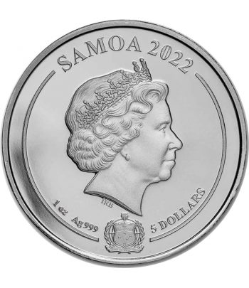 Moneda de plata 5 Dollars Samoa Pato Lucas 2022  - 2