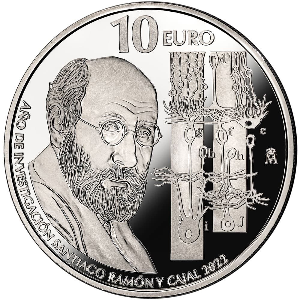 Moneda de España año 2022 Santiago Ramón y Cajal. 10 euros Plata  - 1