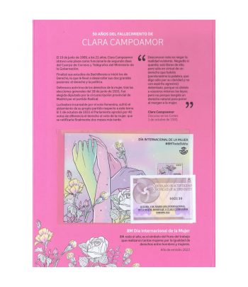 Estuche sellos y moneda Clara Campoamor España 2022  - 2