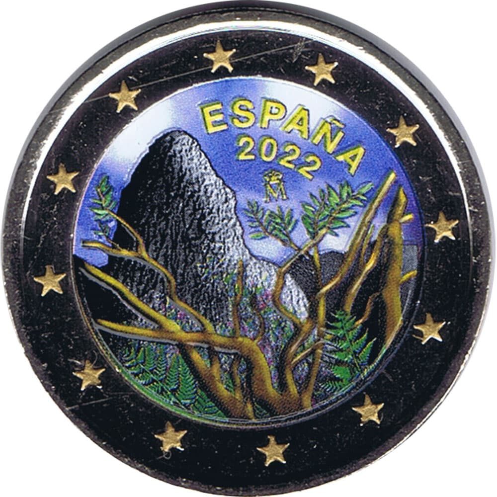 moneda 2 euros España 2022 Parque de Garajonay en color  - 1