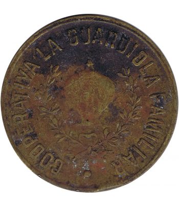 Moneda de Barcelona 10 Centims 1934 Cooperativa La Guardiola Familiar  - 1