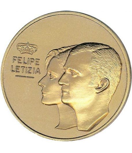 Medalla Boda Felipe y Letizia 2004. Placada en oro.