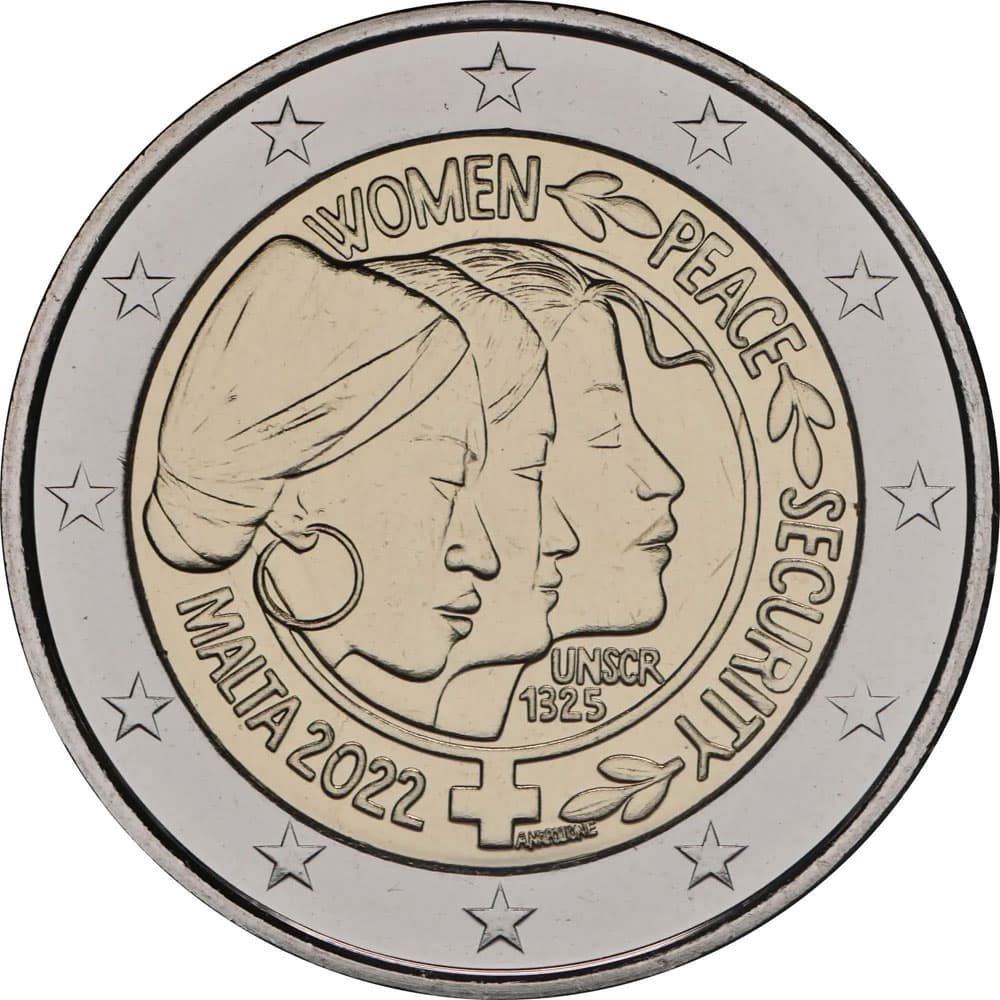 moneda 2 euros Malta 2022 Mujeres Paz y Seguridad  - 1