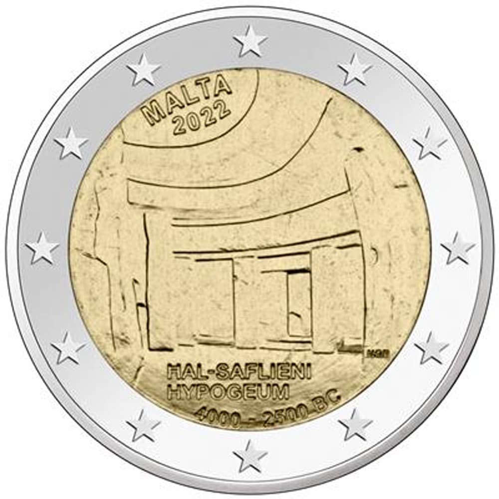 moneda 2 euros Malta 2022 Templo Hipogeo de Hal Saflien  - 1