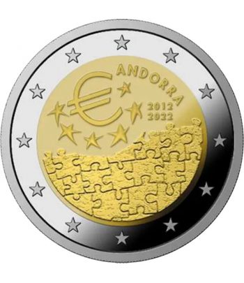 moneda de Andorra 2 euros 2022 10 anys acord monetari  - 1