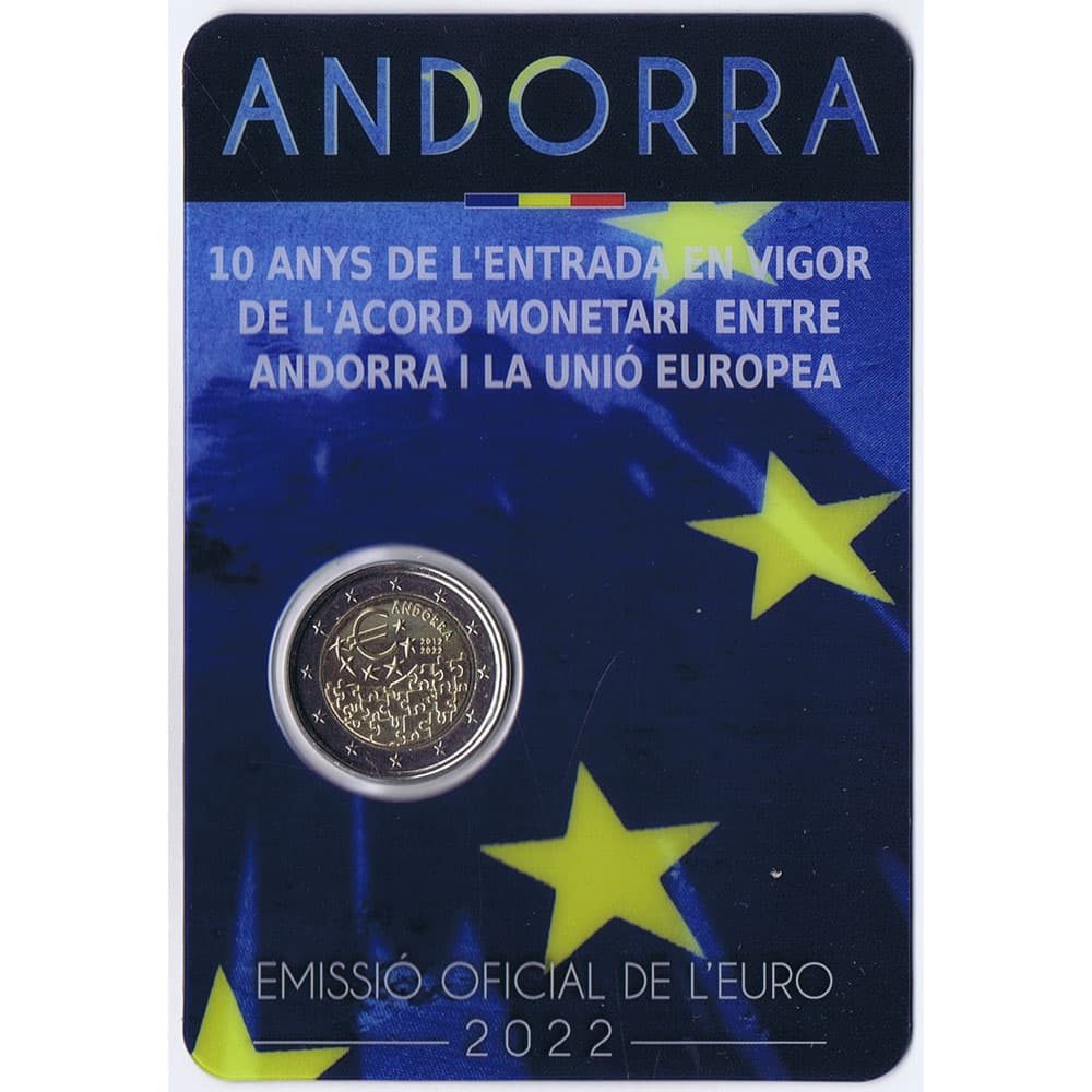 moneda de Andorra 2 euros 2022 10 anys acord monetari  - 2
