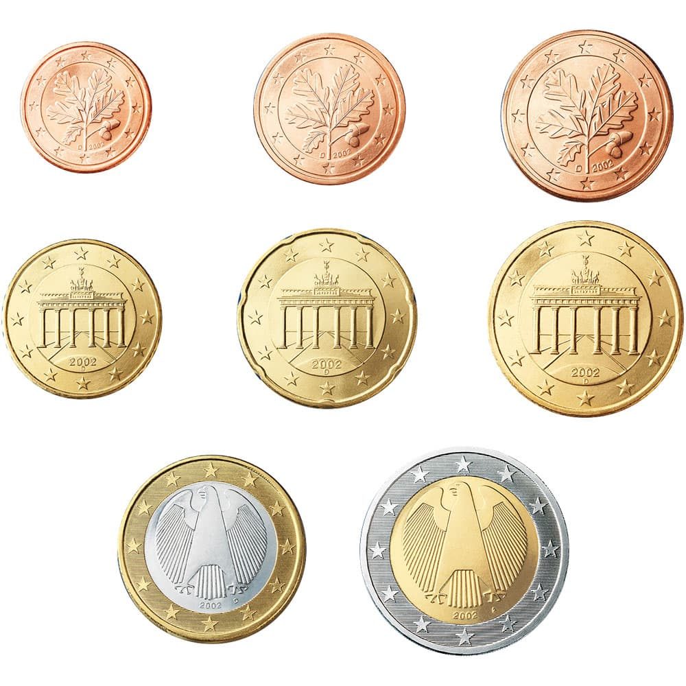 Serie de 8 monedas de Alemania euros 2002  - 1