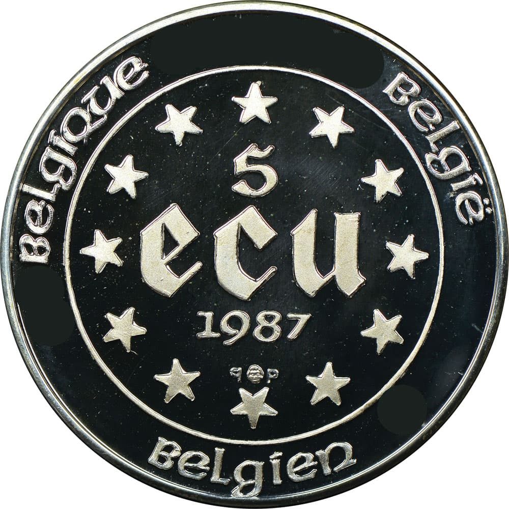 Moneda de plata 5 Ecus Belgica 1987. Proof  - 2