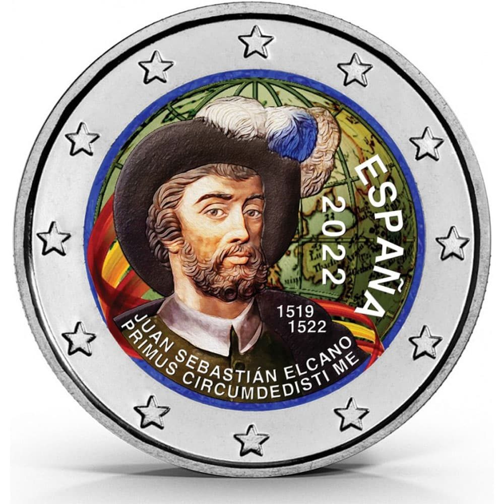 moneda 2 euros España 2022 Elcano en color. Tipo B  - 1