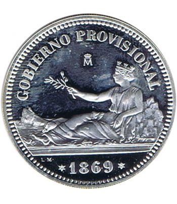 Medalla de plata Primera moneda de 1 Peseta 1869. Réplica  - 3