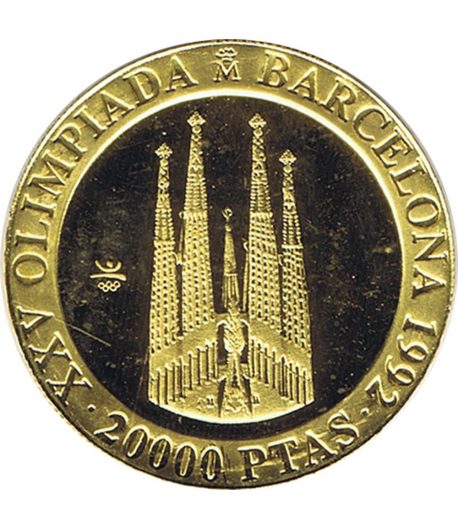 Moneda de oro 20.000 Pesetas Sagrada Familia 1990.  - 1