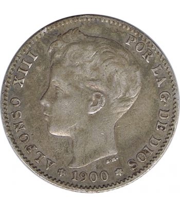 Moneda de España 1 Peseta 1900 *00 Alfonso XIII. Plata  - 1