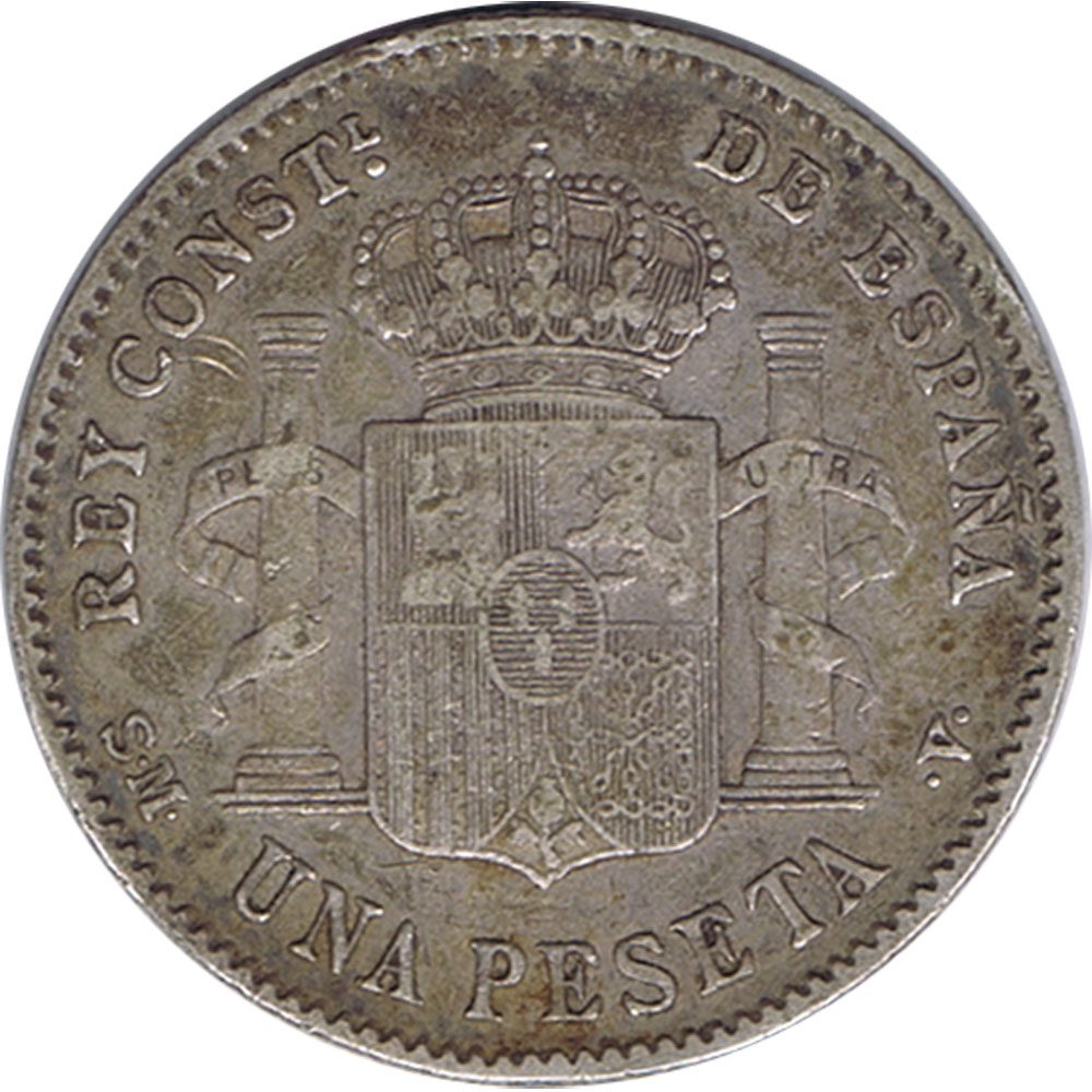 Moneda de España 1 Peseta 1900 *00 Alfonso XIII. Plata  - 2