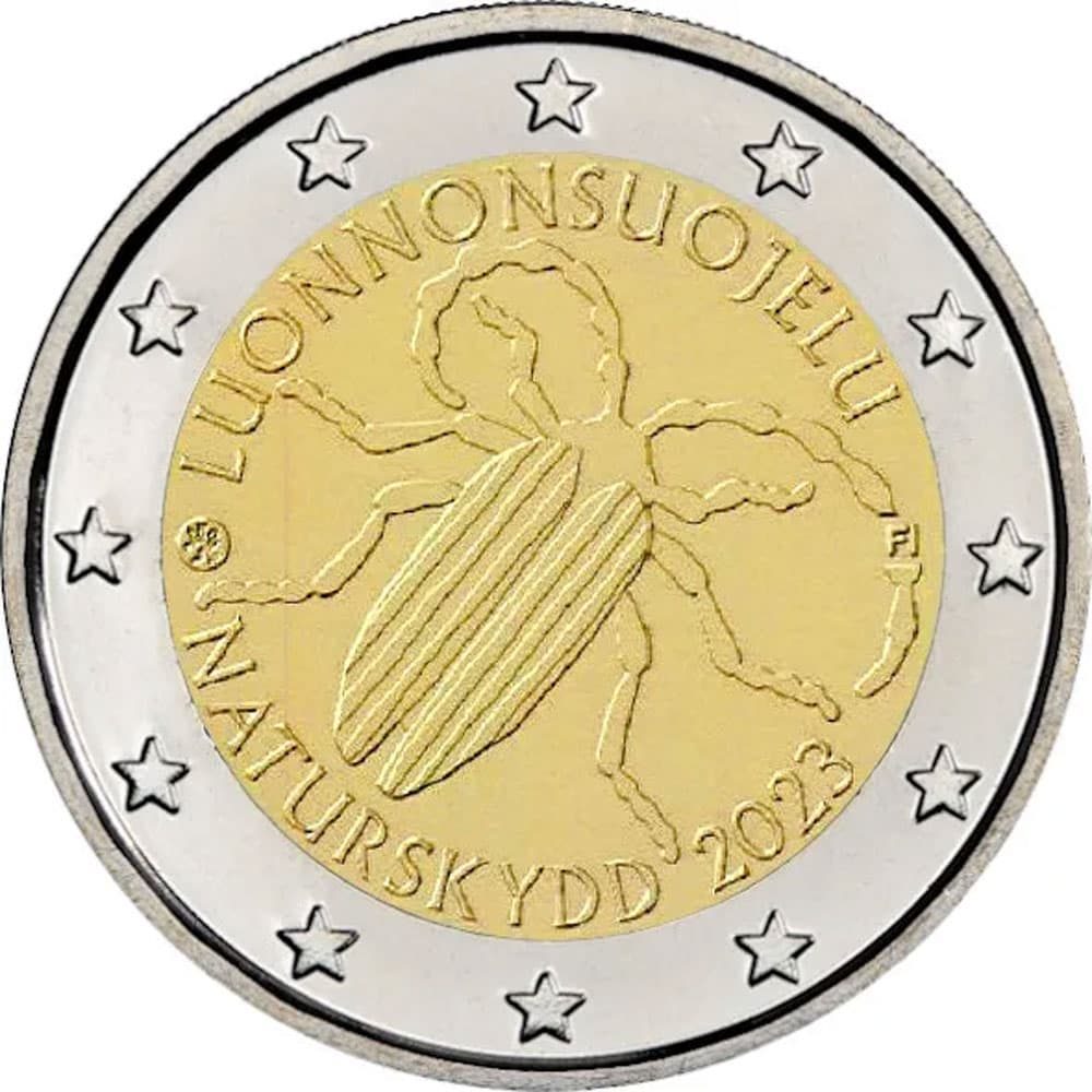 moneda 2 euros Finlandia 2023 Naturaleza. Escarabajo  - 1