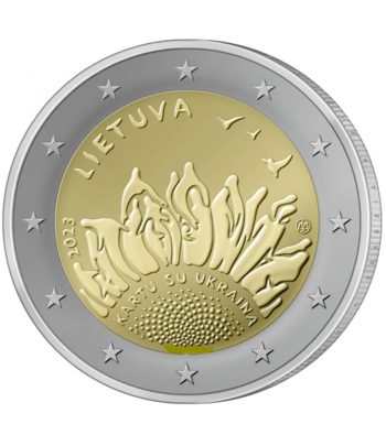 moneda 2 euros Lituania 2023 Girasol. Junto con Ucrania  - 1