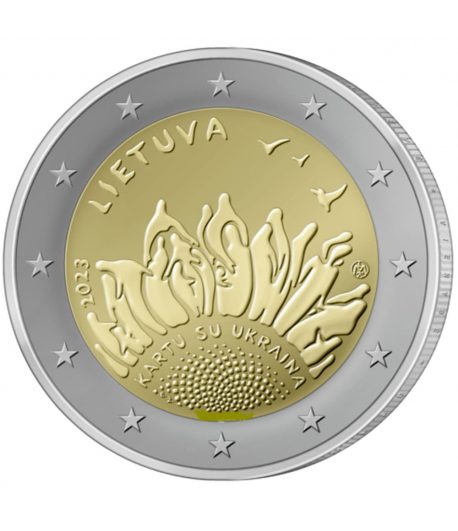 moneda 2 euros Lituania 2023 Girasol. Junto con Ucrania  - 1