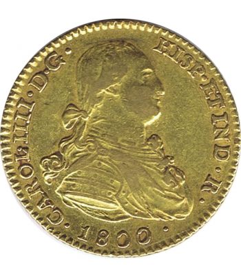Moneda de oro Carlos IV 2 Escudos año 1800 sobre 1791 Madrid MF  - 1