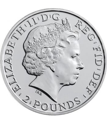 Moneda de plata 2 Pounds Gran Bretaña Año Caballo 2014