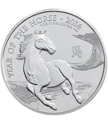 Moneda de plata 2 Pounds Gran Bretaña Año Caballo 2014