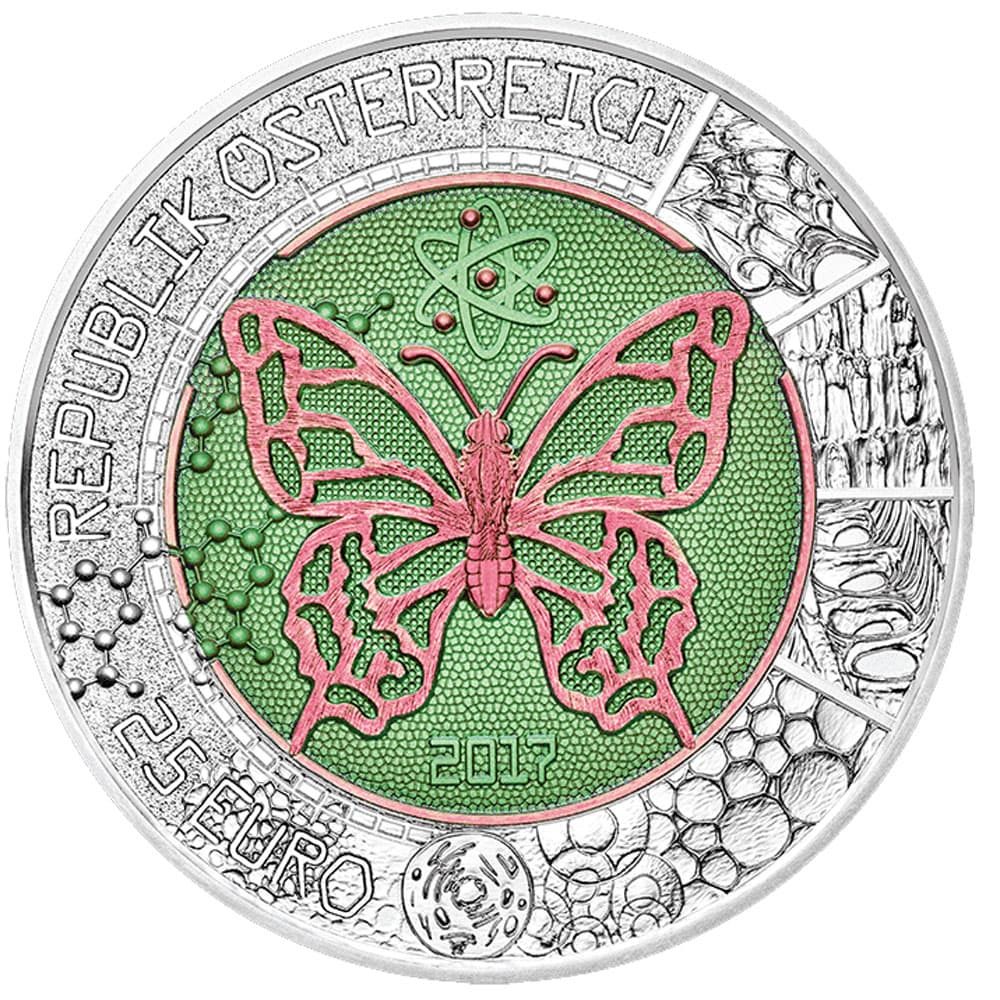 moneda Austria 25 Euros de Niobio año 2017 Microcosmos  - 1