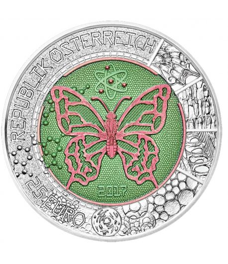 moneda Austria 25 Euros de Niobio año 2017 Microcosmos  - 1