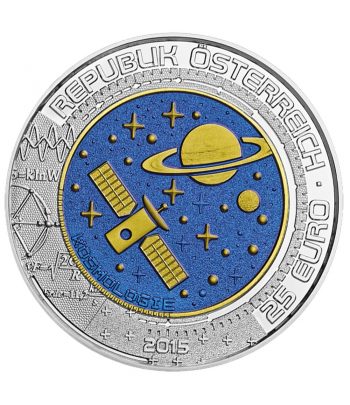 Moneda Austria 25 Euros de Niobio año 2015 Cosmología  - 1