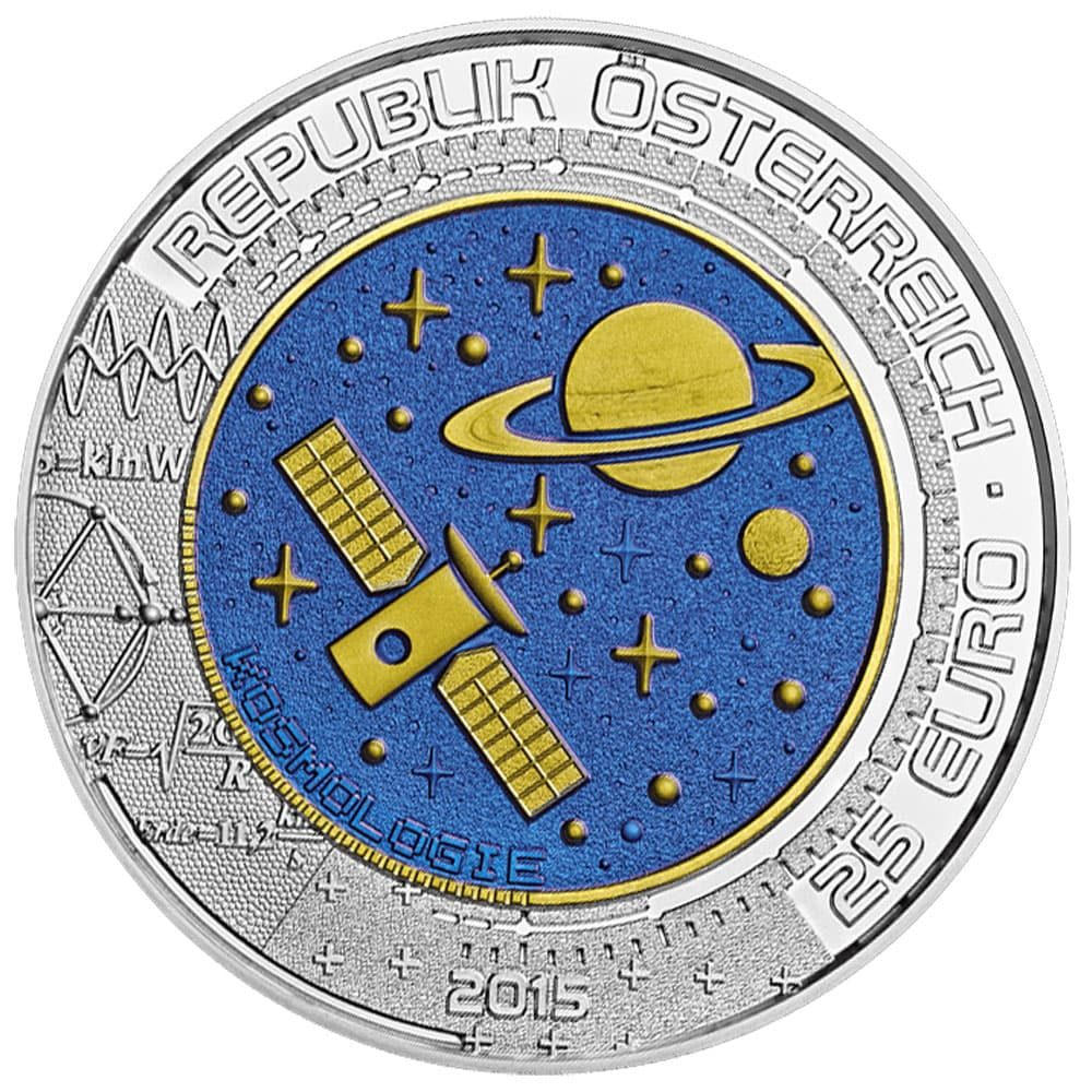 Moneda Austria 25 Euros de Niobio año 2015 Cosmología  - 1