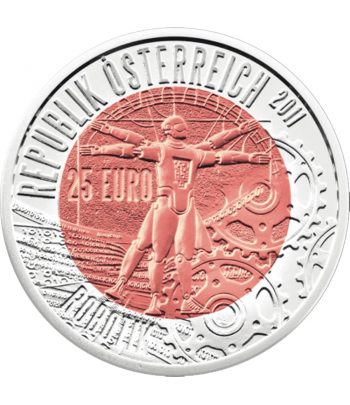 Moneda Austria 25 Euros de Niobio año 2011 Robotik  - 1