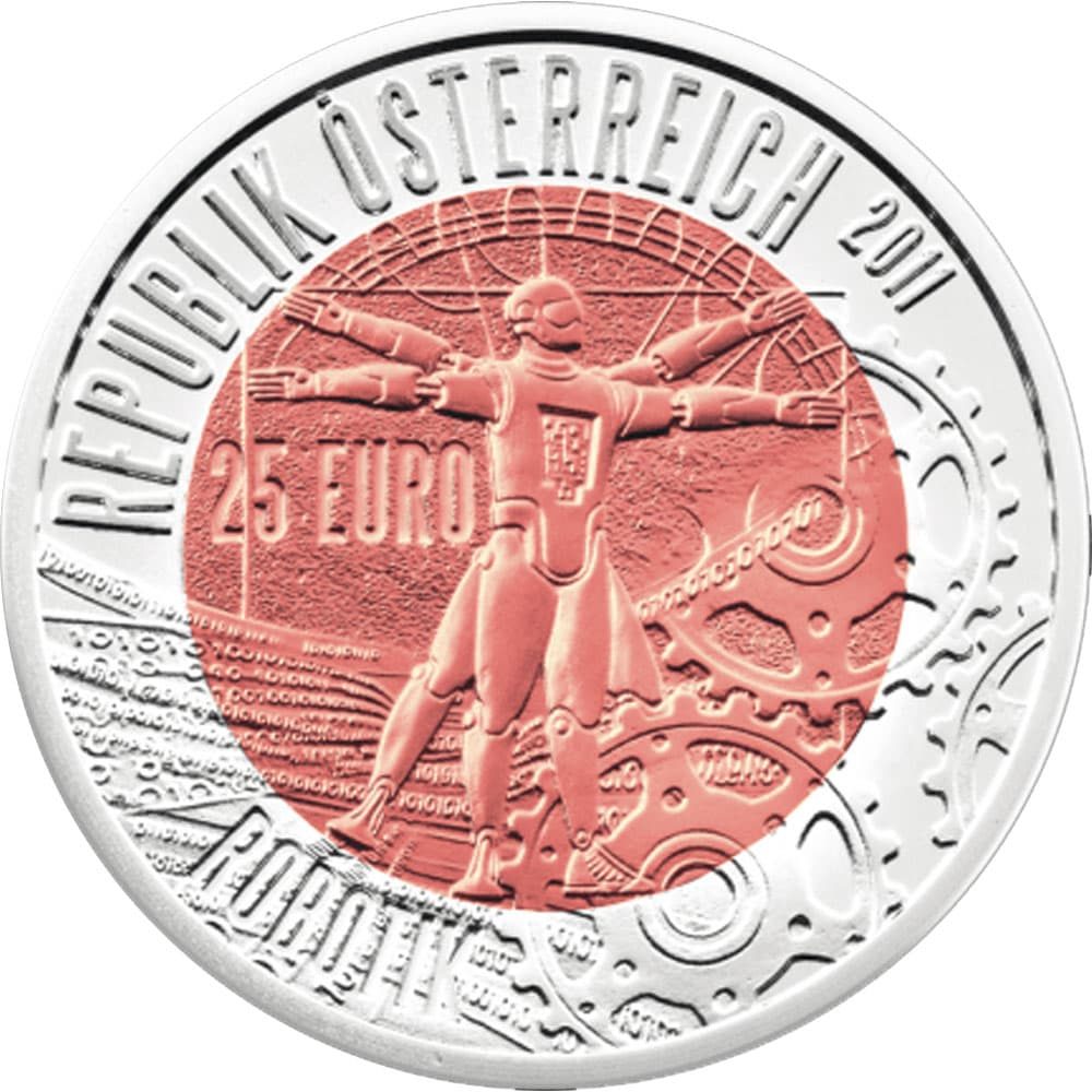 Moneda Austria 25 Euros de Niobio año 2011 Robotik  - 1