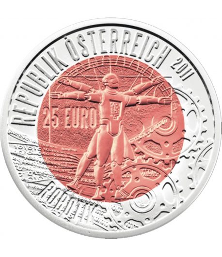 Moneda Austria 25 Euros de Niobio año 2011 Robotik  - 1