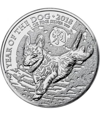 Moneda de plata 2 Pounds Gran Bretaña Año Perro 2018  - 1