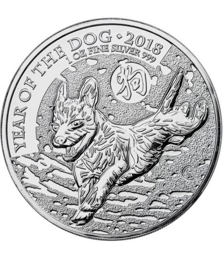 Moneda de plata 2 Pounds Gran Bretaña Año Perro 2018  - 1