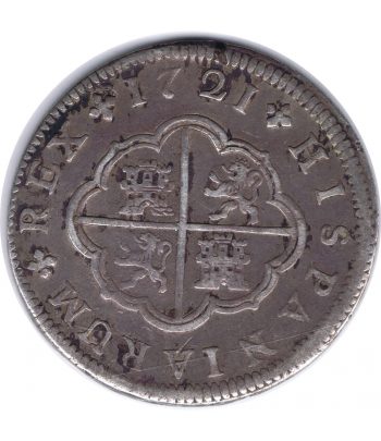 Moneda de España 2 Reales 1721 Felipe V Segovia F. Plata.  - 1