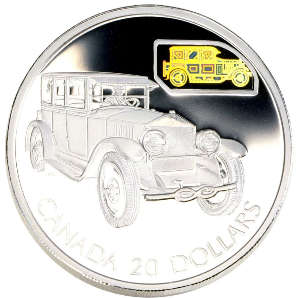 Canada 20$ (2002) Serie transportes Plata holograma. Automovil.