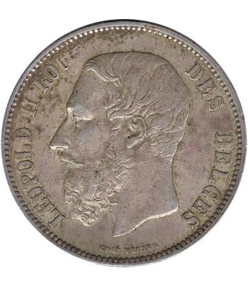 Moneda de plata de Belgica 5 Francos Leopoldo II 1873  - 1