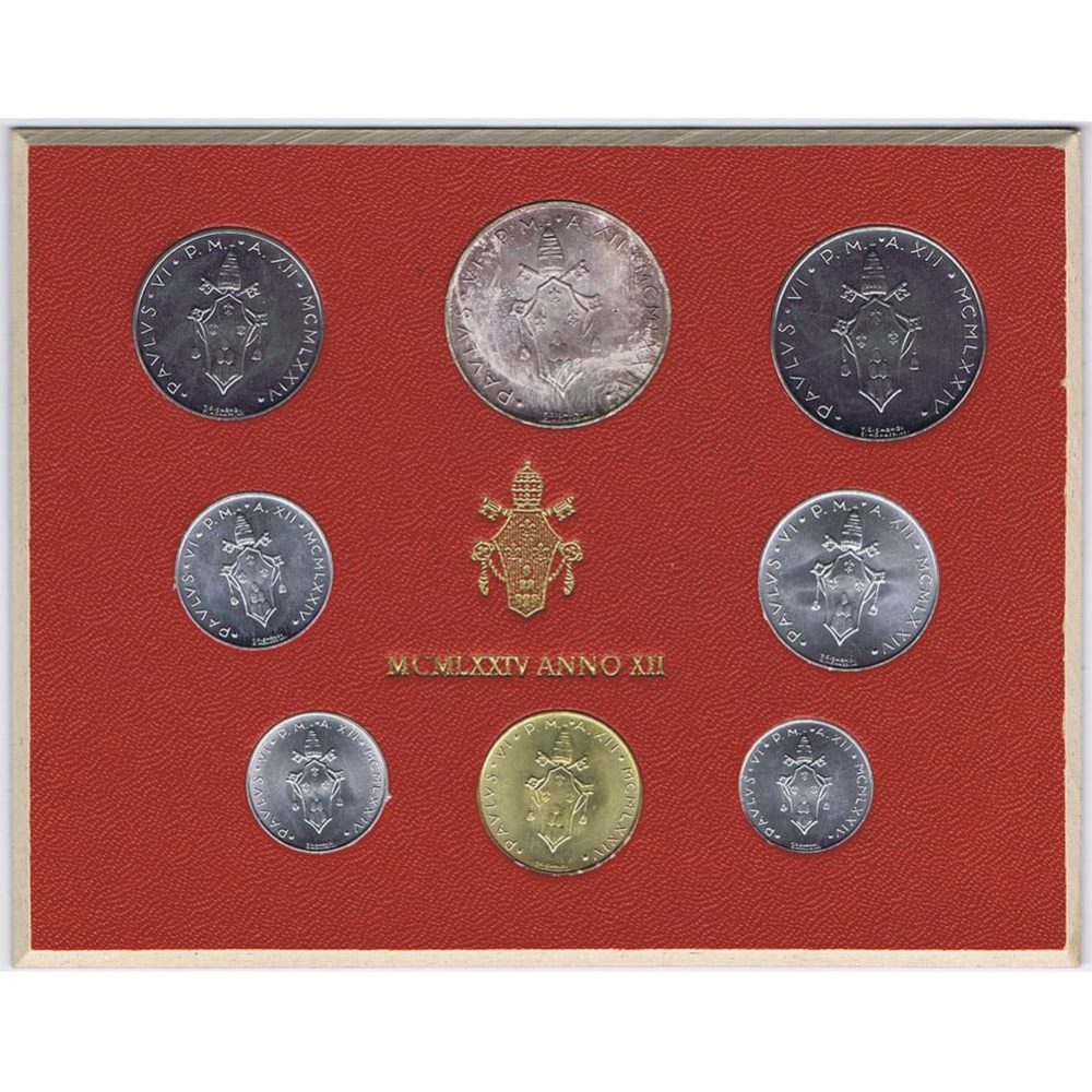 Cartera monedas Vaticano año 1974 en Liras  - 1