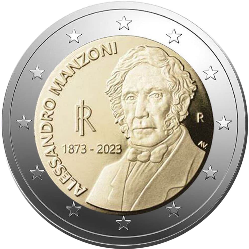 moneda 2 euros Italia 2023 Alessandro Manzoni.  - 1