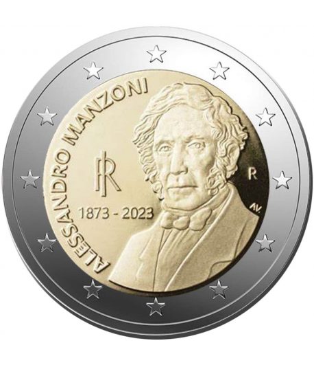 moneda 2 euros Italia 2023 Alessandro Manzoni.  - 1