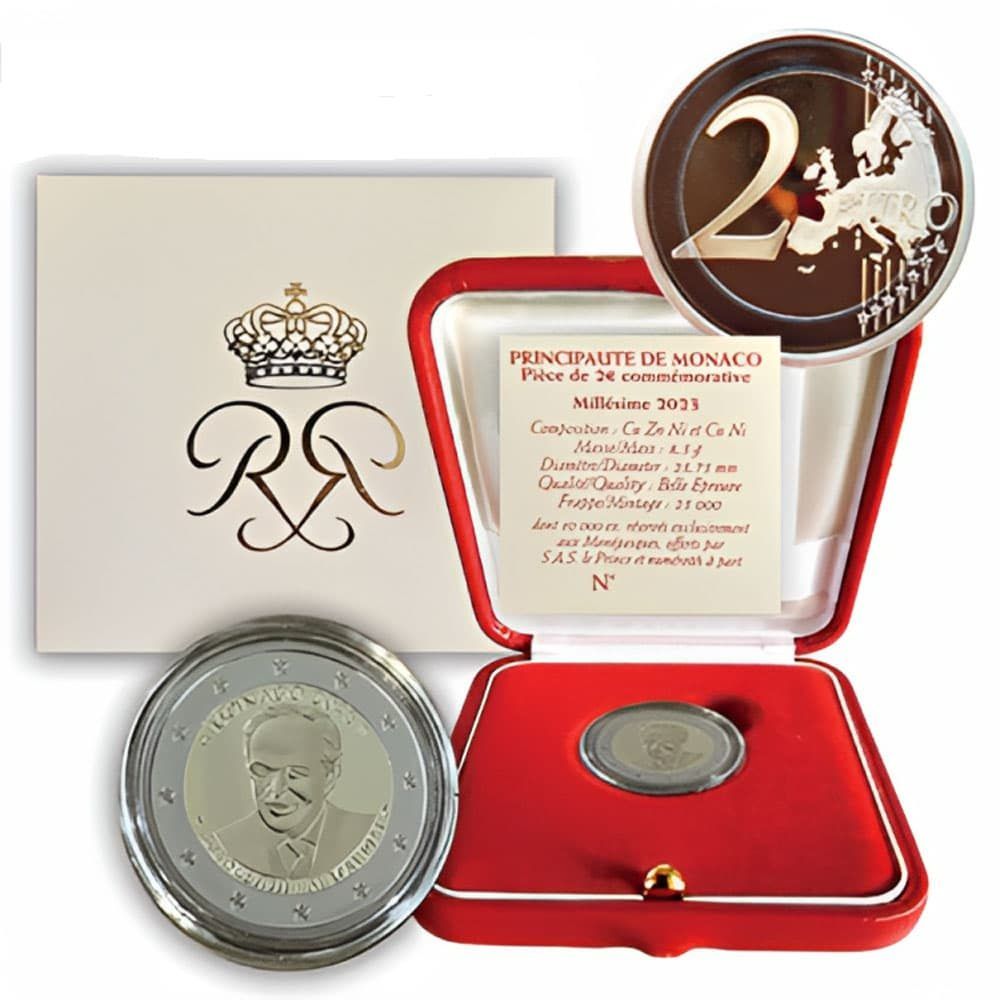 moneda 2 euros Monaco 2023 dedicada a Rainiero III. Proof