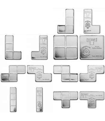 Colección onzas de plata Tetris 2023.  7 monedas 2$ Niue .  - 1