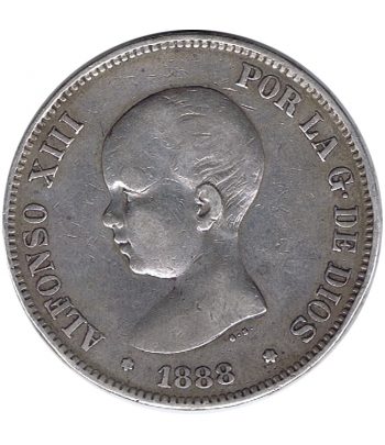 Moneda de España 5 Pesetas Plata 1888 *88 Alfonso XIII MP M.  - 1