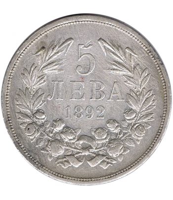 Bulgaria Moneda de 5 Leva 1892 Fernando I  - 1