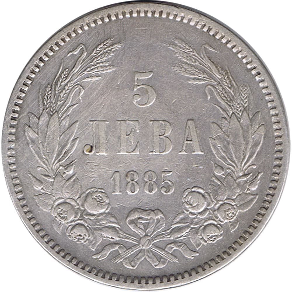 Bulgaria Moneda de 5 Leva 1885 Alejandro I  - 1