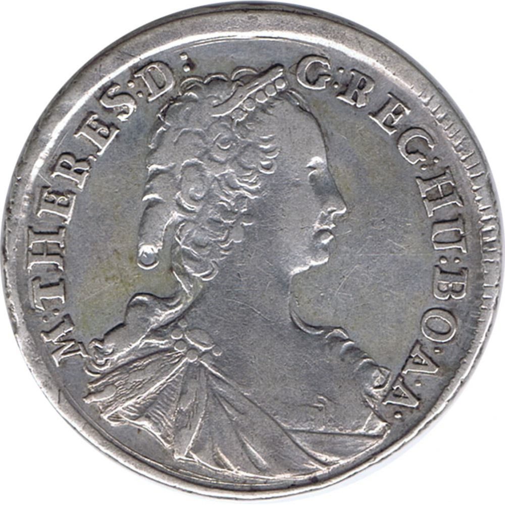 Hungría Moneda de plata 15 Krajczár 1745 Reina María Teresa..  - 1