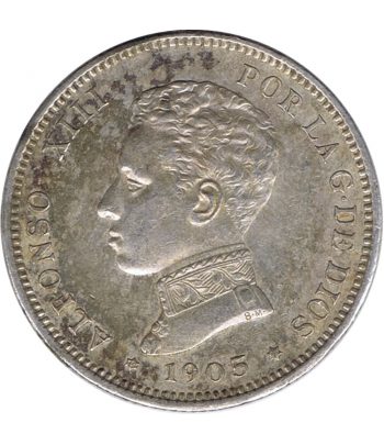 Moneda de España 2 Pesetas de Plata 1905 Alfonso XIII SM V.  - 1