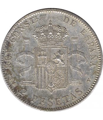 Moneda de España 2 Pesetas de Plata 1905 Alfonso XIII SM V.  - 2